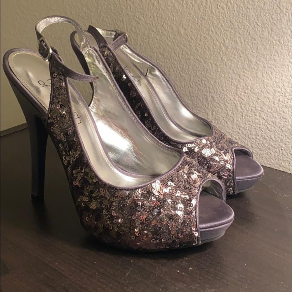 Silver Sequin Heels